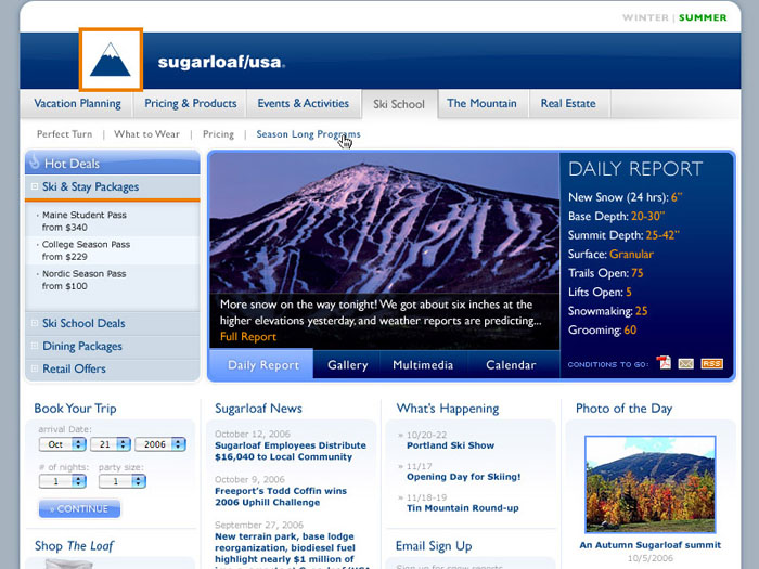 Sugarloaf.com in 2006